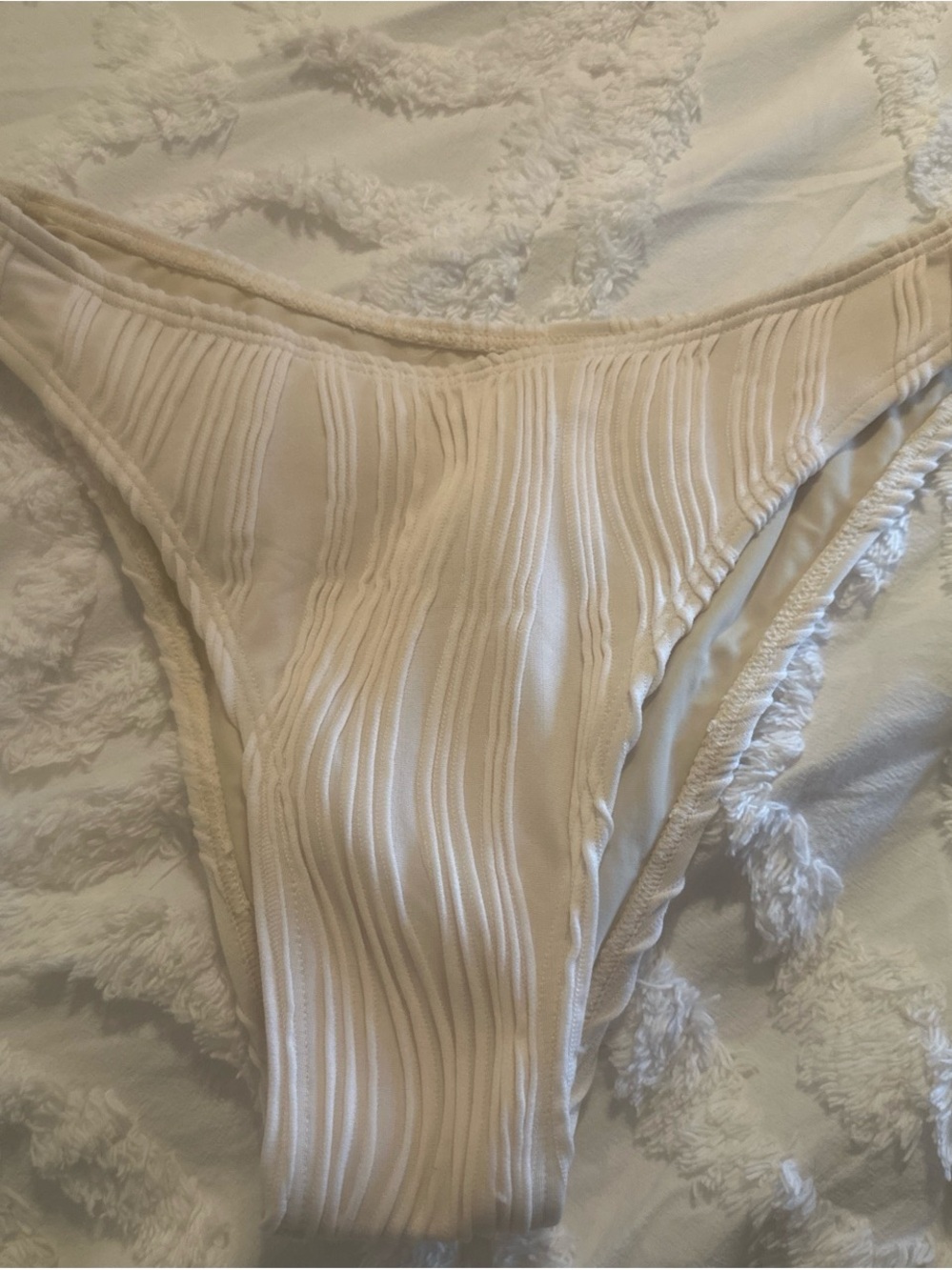 Zaful Ribbed Bikini Brief in Cream